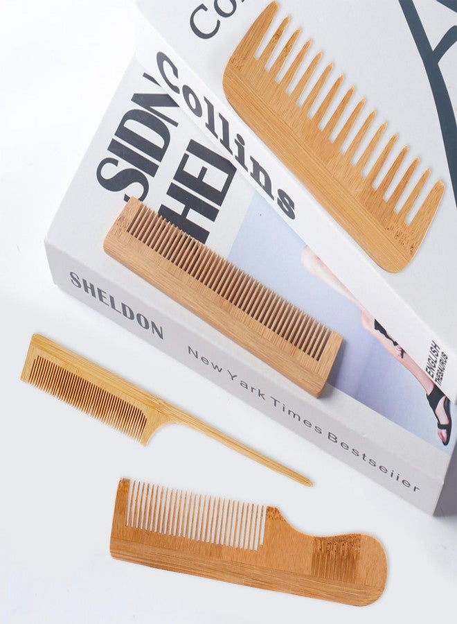 ROBOHOOK 4 Pcs Wooden Comb,Bamboo Peine De Bambu Para El Cabello for Women Men, Bamboo Wide Tooth Hair Wood Combs,Effective Anti Static - Image 4